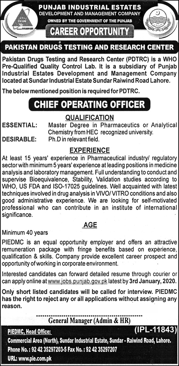 Chief Operating Officer Jobs in Lahore