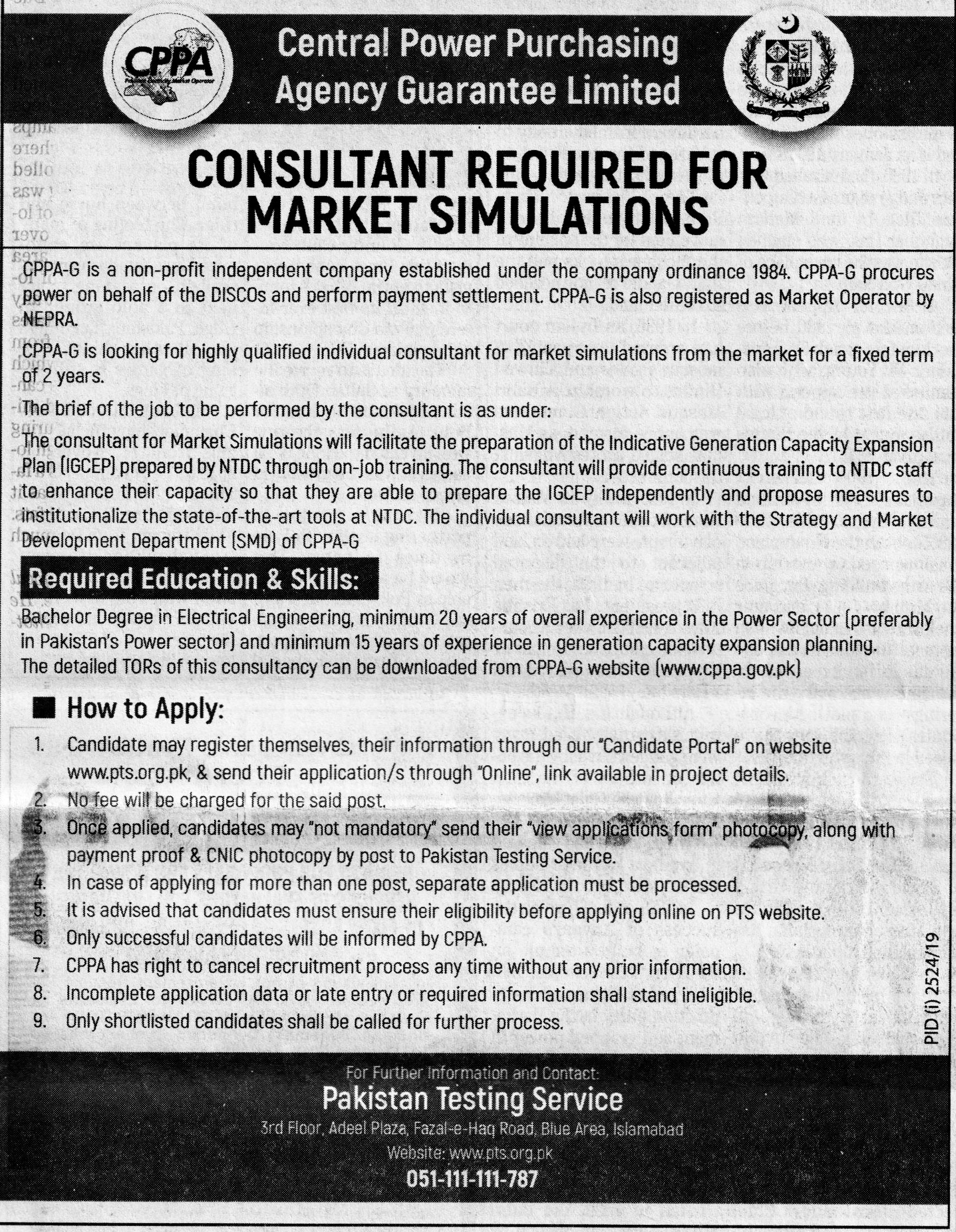 Consultant Job In Central Power Purchasing Agency Guarantee Limited  Islamabad