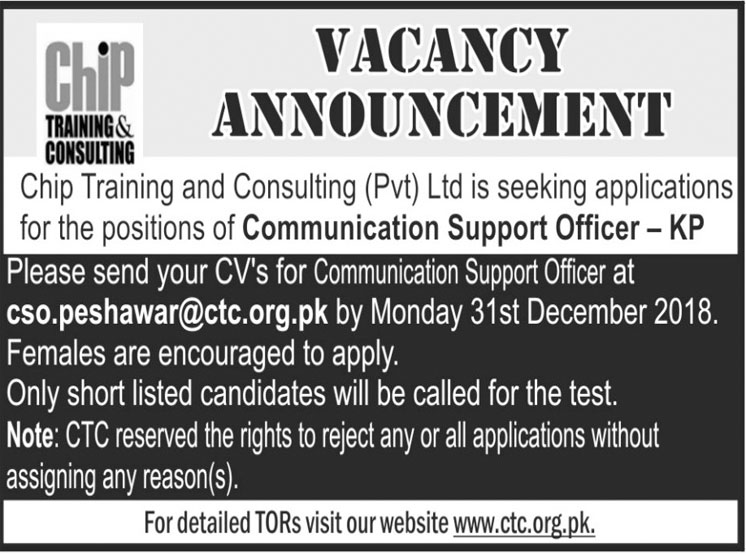 Job In Chip Training And Consulting 28 Dec 2018