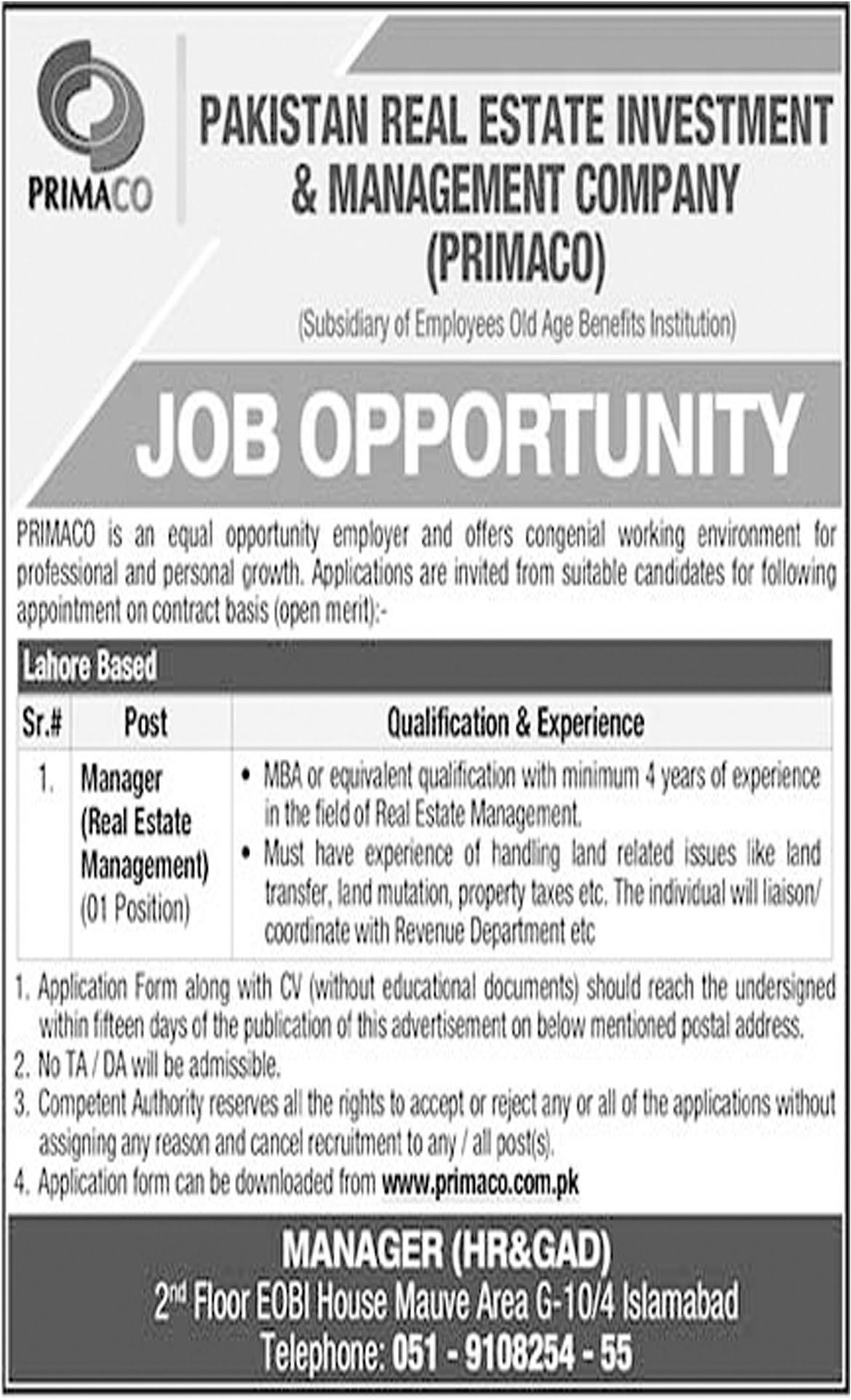 Jobs In Pakistan Real Estate Investment And Management Company 10 Oct 2018