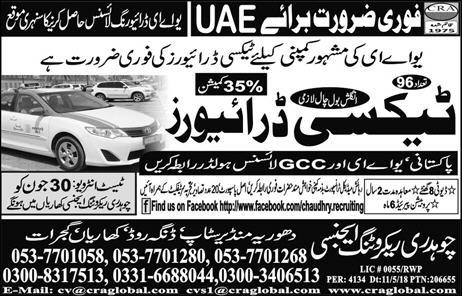 Latest International Taxi Driving Jobs In UAE 2019