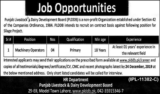 Machinery Operator jobs in Lahore