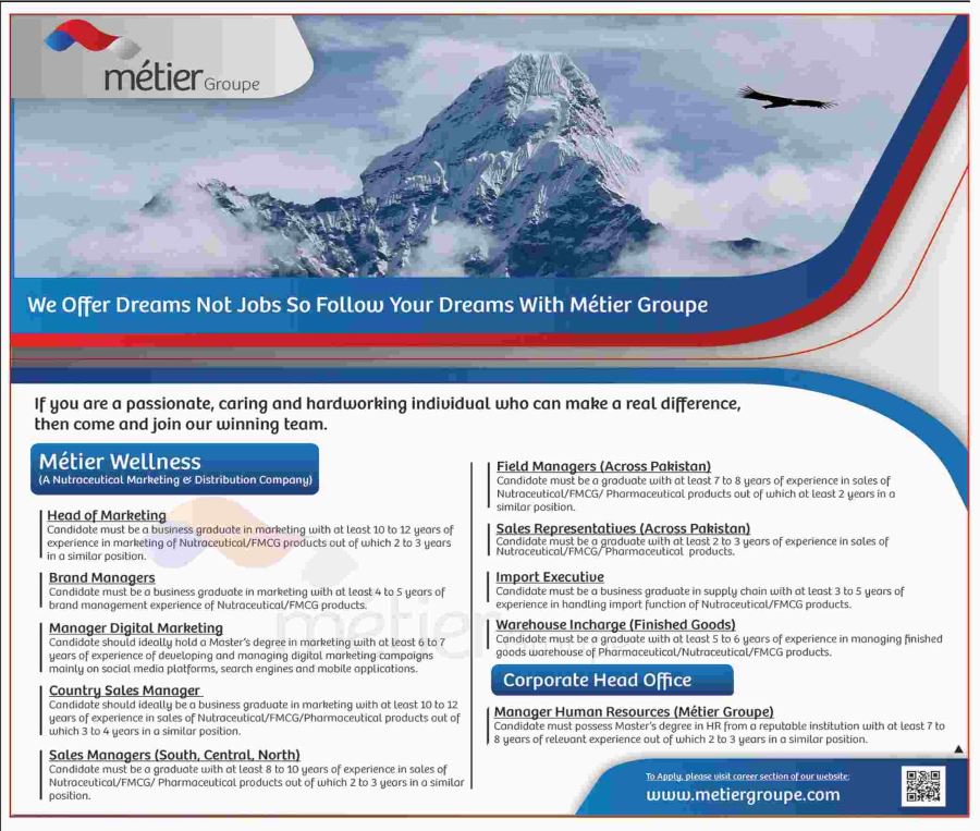 Metier Group Pakistan Offers Jobs 2019