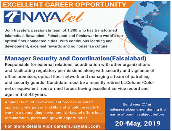 NayaTel Company Faisalabad Offering Jobs 2019