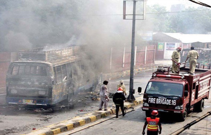 After tragic death six buses ablaze by enrage students 