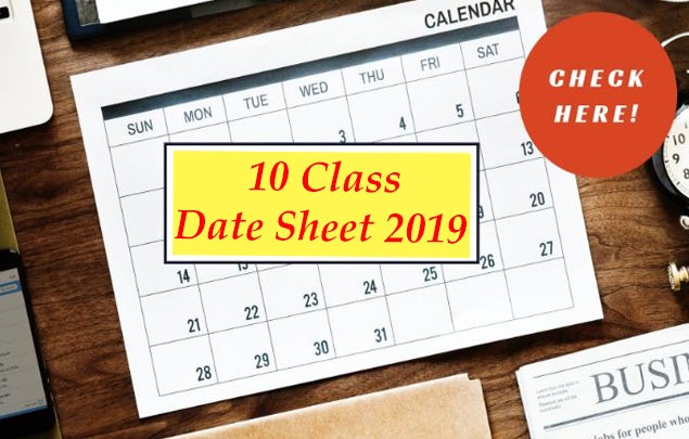 Latest News 10th Class Date Sheet 2019