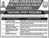 Lecturer new Jobs in Bahria College Karachi 2021