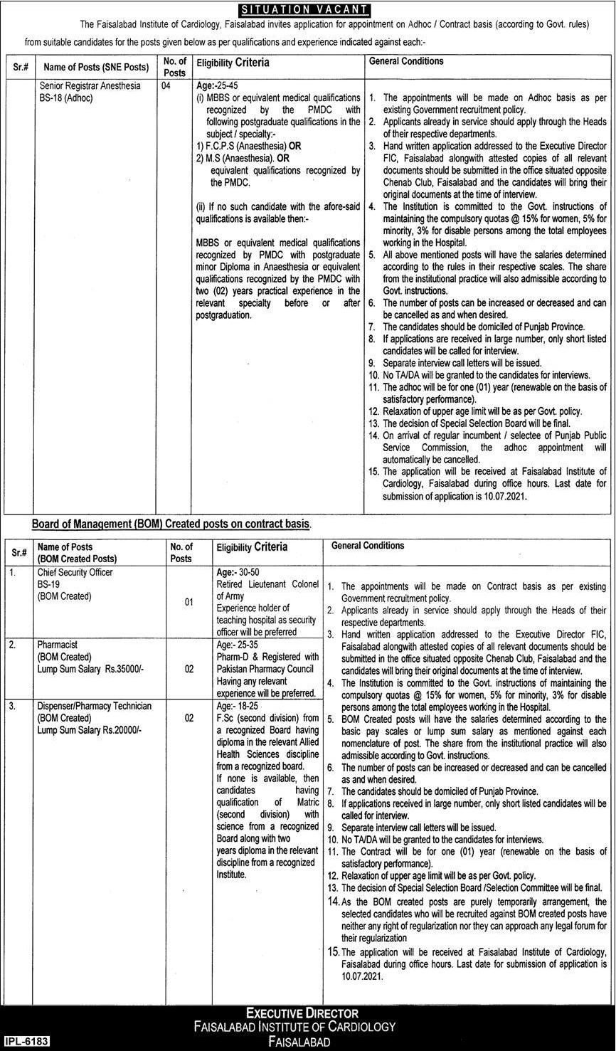 Chief Security Officer new Jobs in Faisalabad Institute of Cardiology Faisalabad