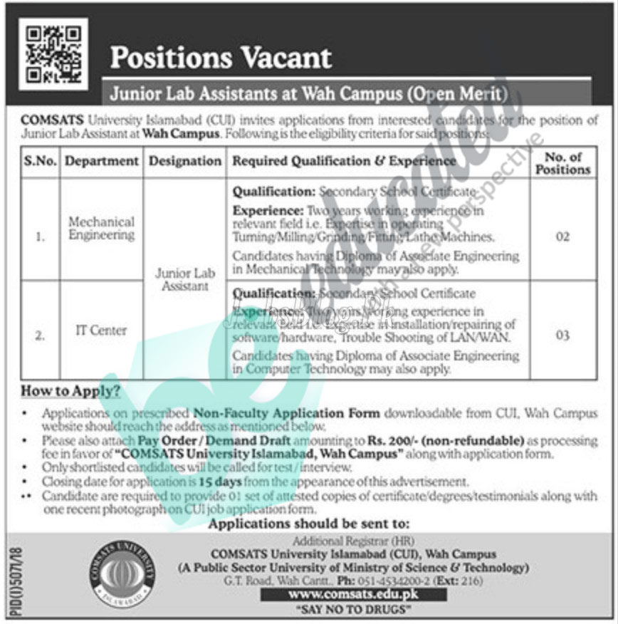 Get a Latest Jobs in Comsats University Islamabad 2019