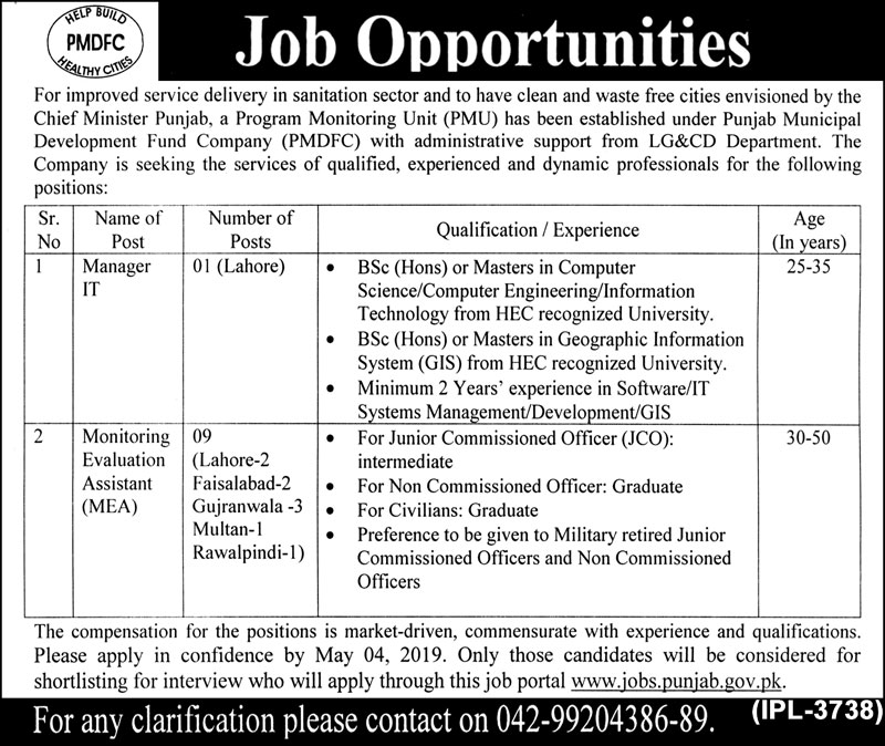 Get a Latest Jobs in PMDFC 2019