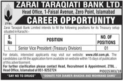 Get a Latest Jobs in Zarai Taraqiati Bank 2019