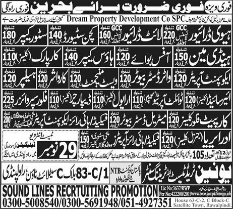 Heavy Driver,Store Keeper,Car Parker Jobs In Bahrain 