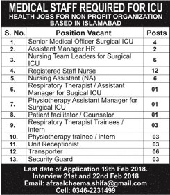 Jobs for Medical Staff in Islamabad 14 Feb 2018
