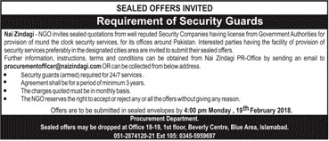 Jobs For Security Guard in Islamabad 13 Feb 2018