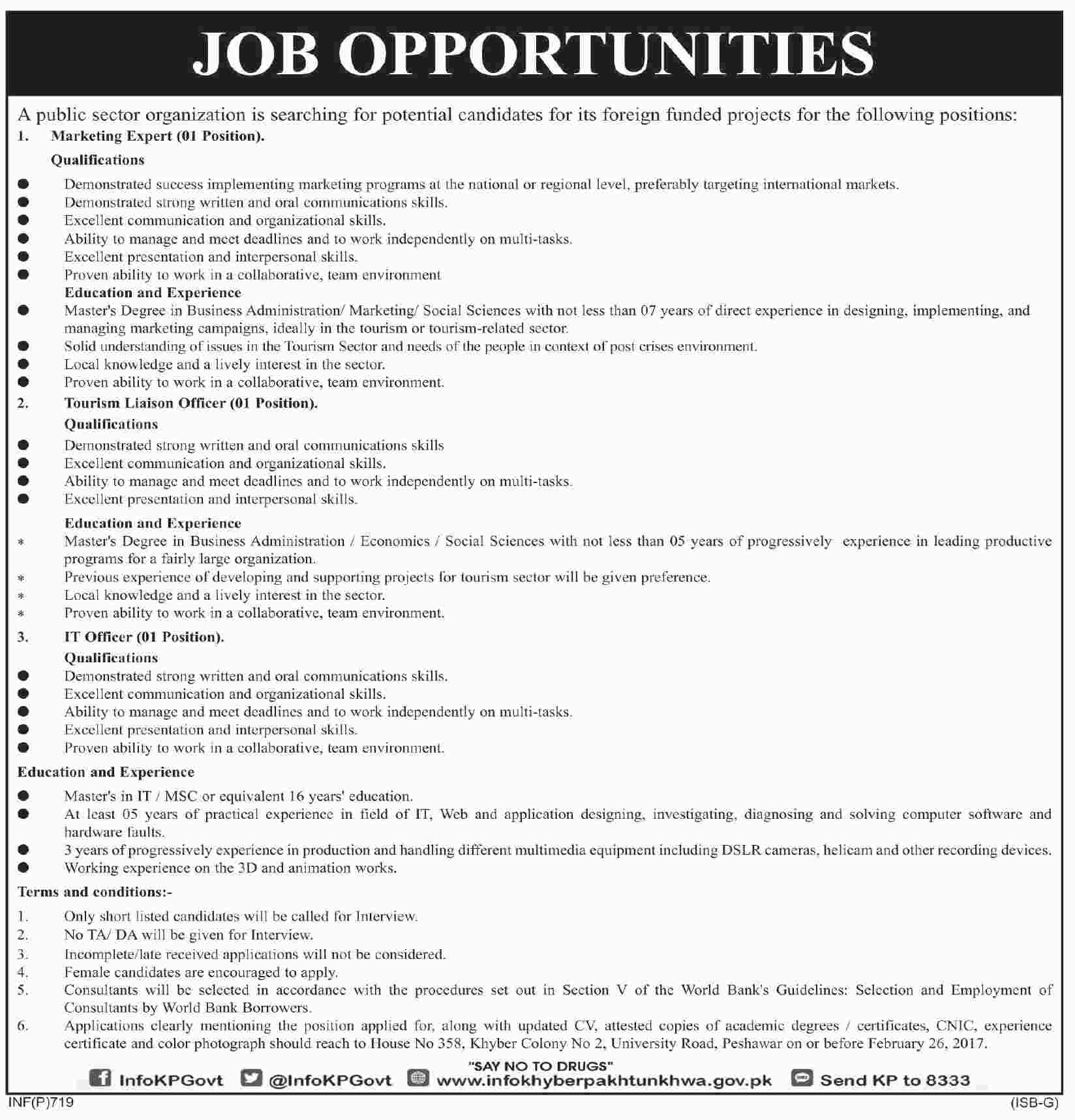 Jobs In A Public Sector Peshawar 12 Feb 2018