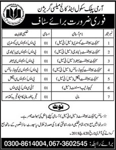 Jobs In Army Public School And College Mailsi 16 Mar 2018