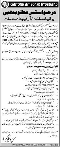 Jobs in Cantonment Board Hyderabad 29 May 2018