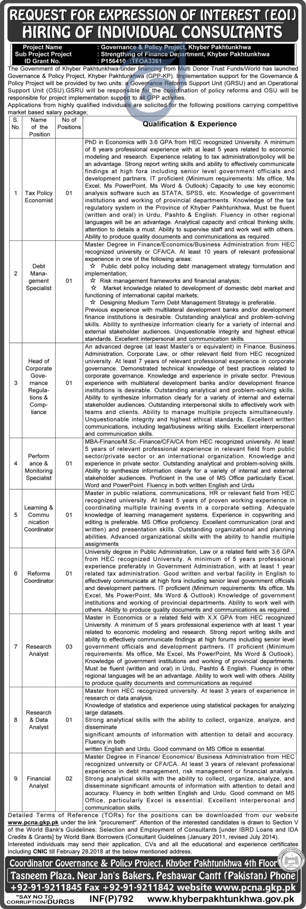 Jobs In Coordinator Governance & Policy Project 21 Feb 2018