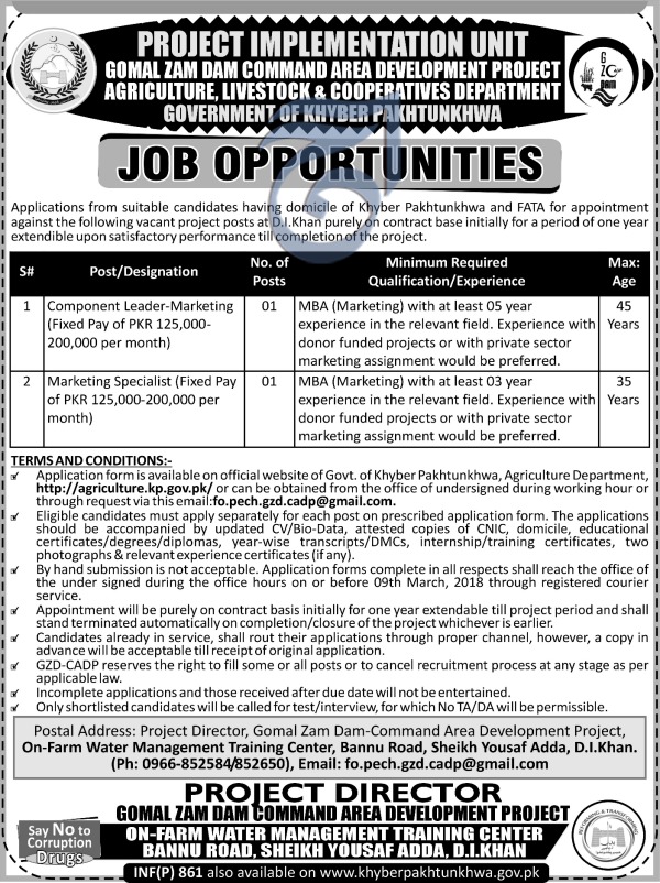 Jobs In Department Govt Of Khyber Pakhtunkhawa 23 Feb 2018