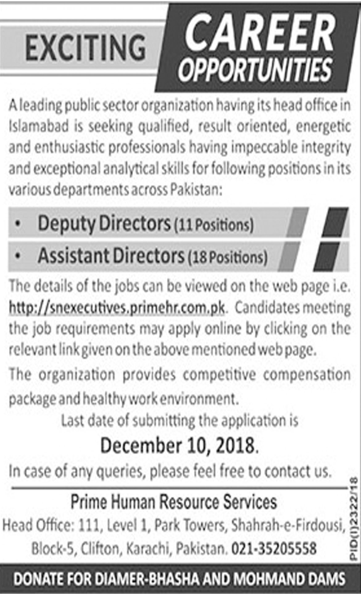 Jobs In Deputy Directors, Assistant Directors 26 Nov 2018