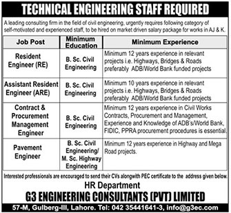 Jobs in Engineering Consultants (PVT) LTD 07 Jan 2018