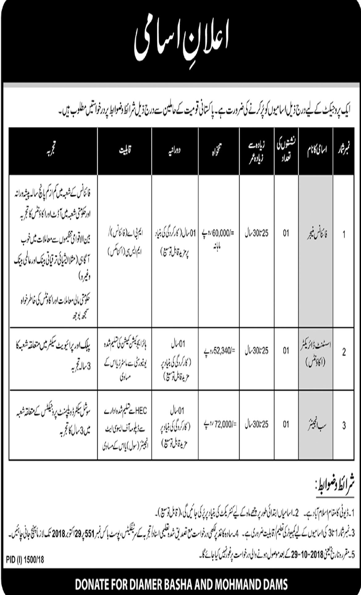 Jobs In Finance Manager, Assistant Director, Sub Engineer  03 Oct 2018