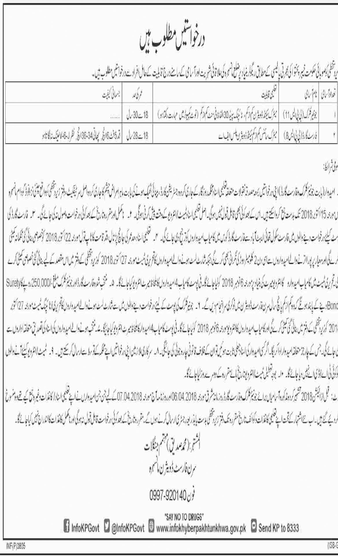 Jobs In Forest Department Mansehra Division 04 Oct 2018
