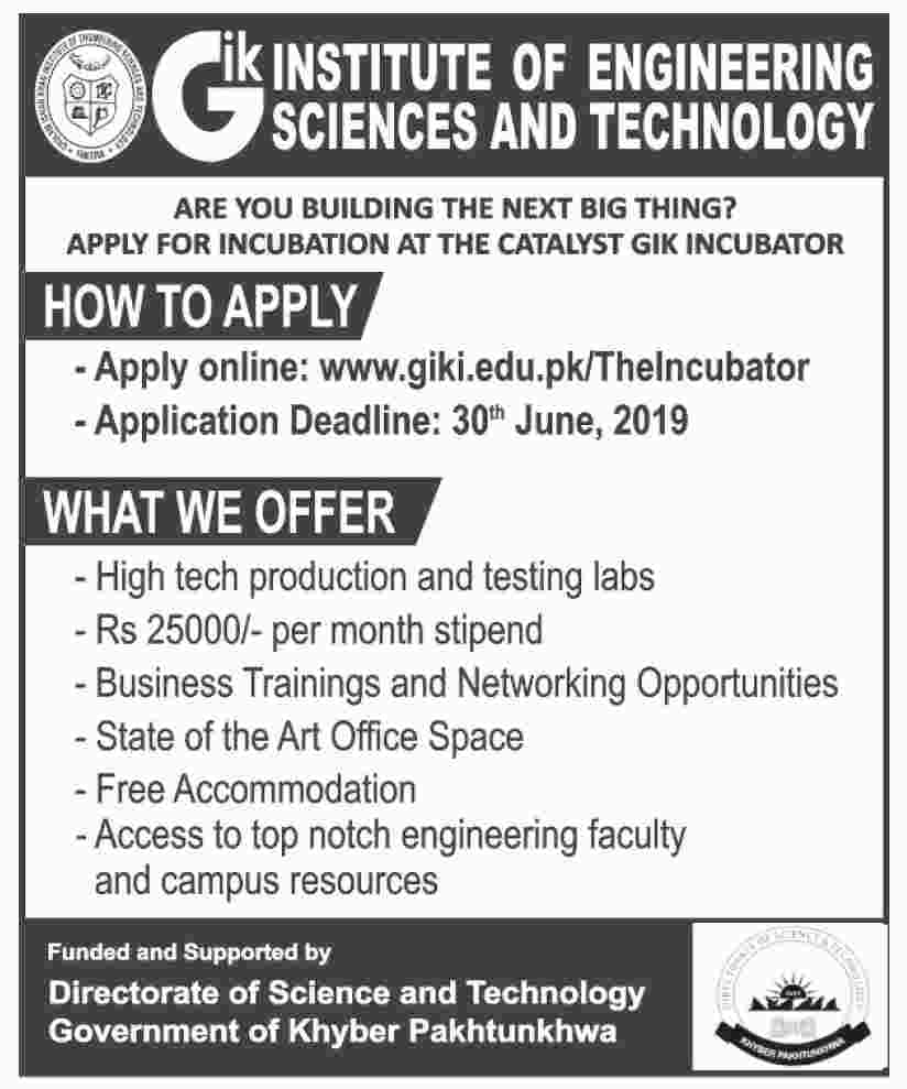 Jobs In GIK Institute Of Engineering Science and Technology 2019