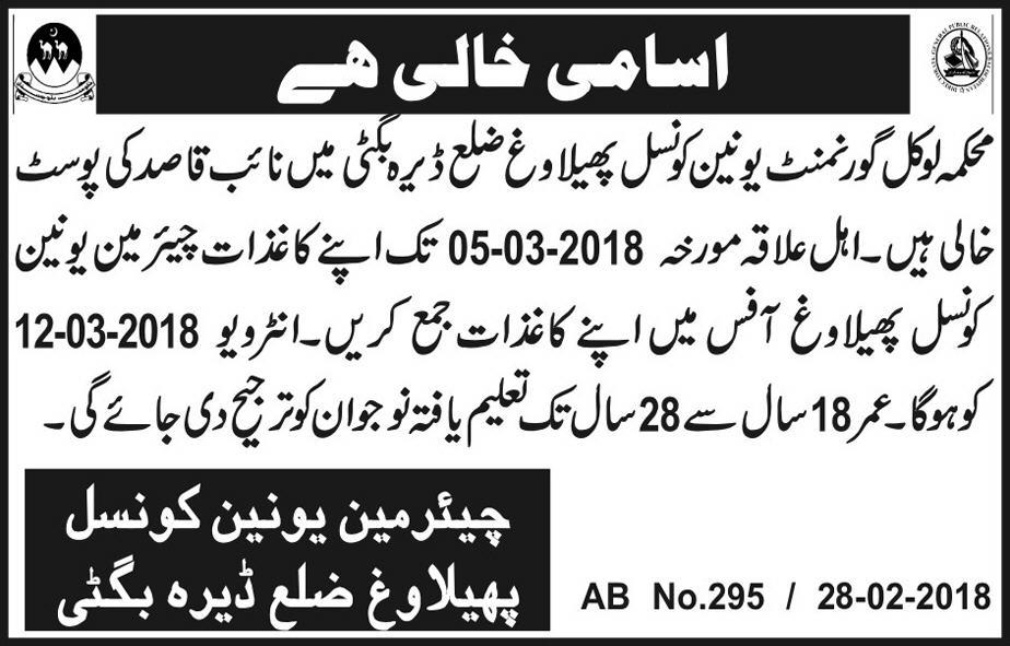 Jobs In Govt Department of Balochistan 02 Mar 2018