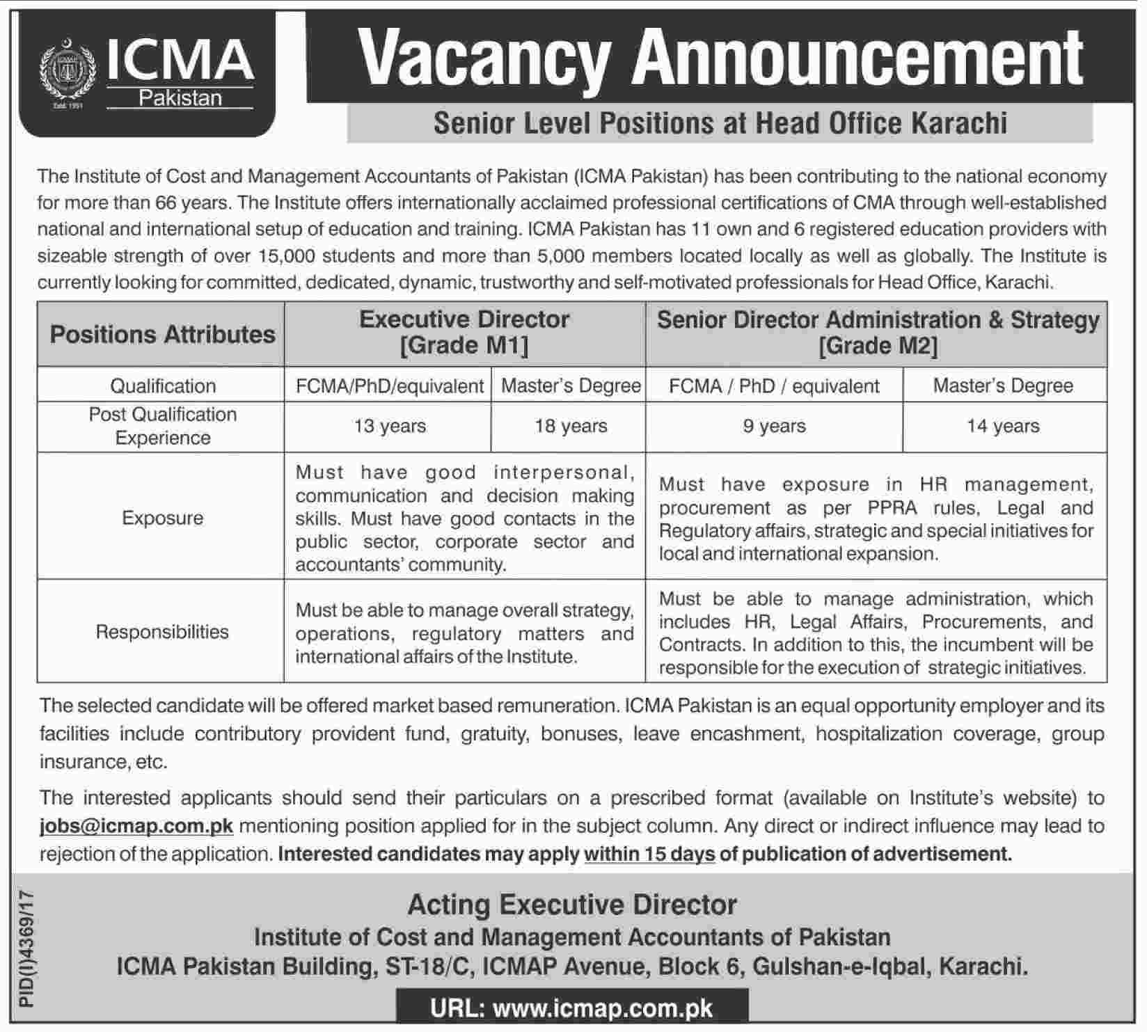Jobs In ICMA Pakistan 14 Feb 2018