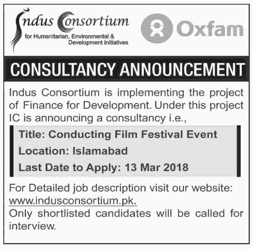 Jobs In Indus Consortium Islamabad 10 Mar 2018