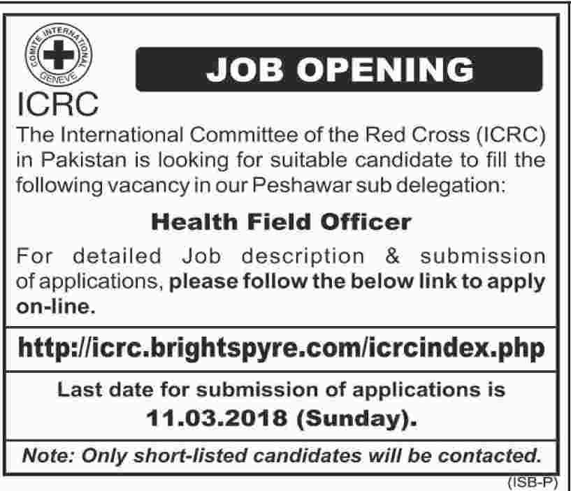 Jobs In International Committee Of The Red Cross 06 Mar 2018