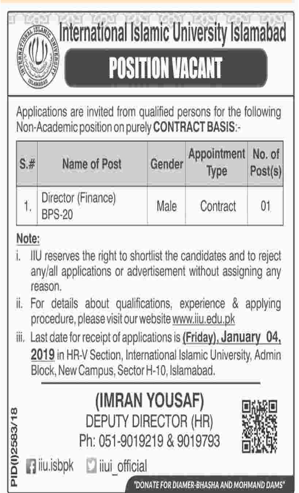 Jobs In International Islamic University Islamabad 10 Dec 2018