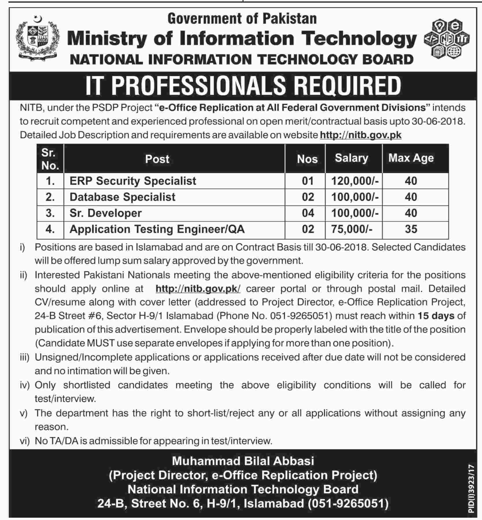 Jobs In Ministry Of Information Technology 23 Jan 2018