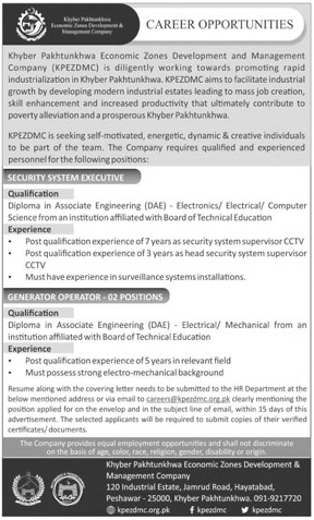 Jobs In Pakhtunkhawa Economic Zone Development And Management Company 13 Jan 2018