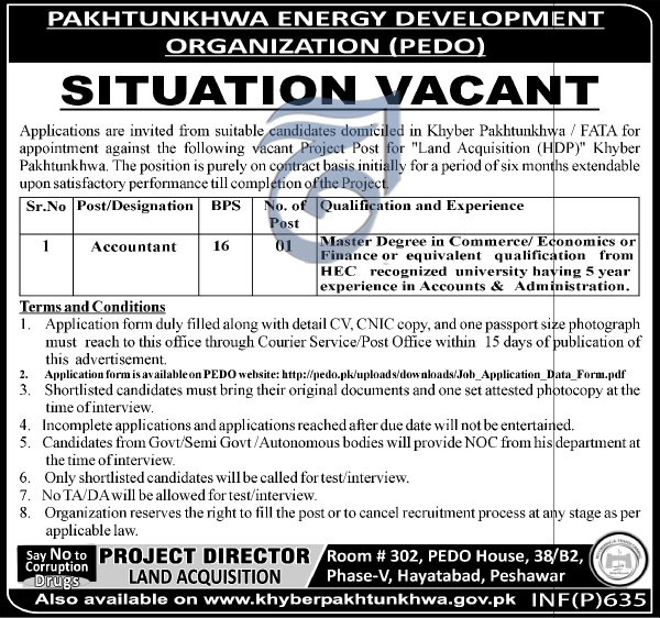 Jobs In Pakhtunkhawa Energy Development Organization 08 Feb 2018
