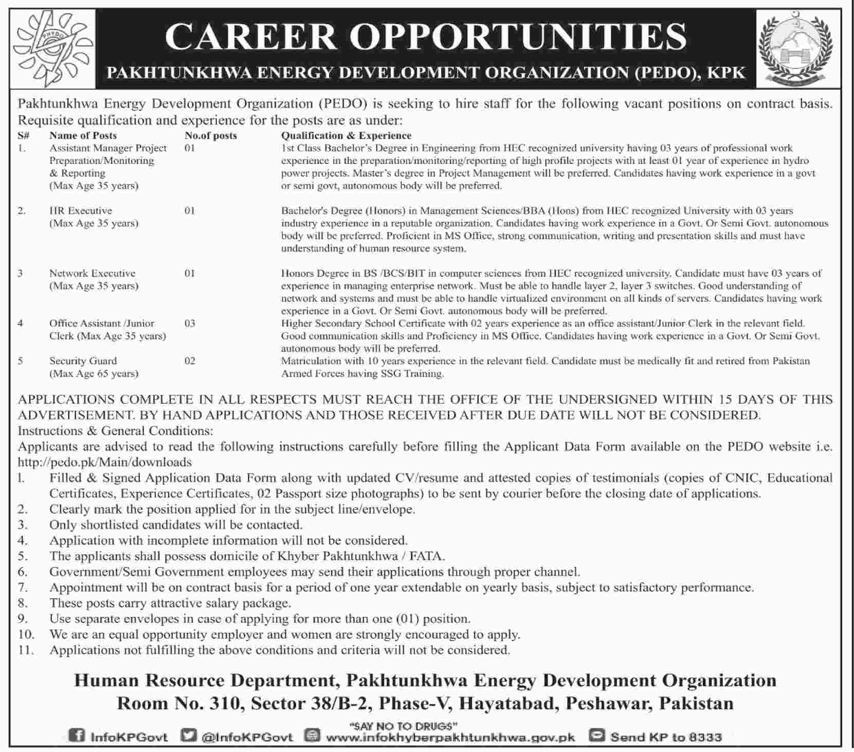 Jobs In Pakhtunkhawa Energy Development Organization PEDO 13 Mar 2018