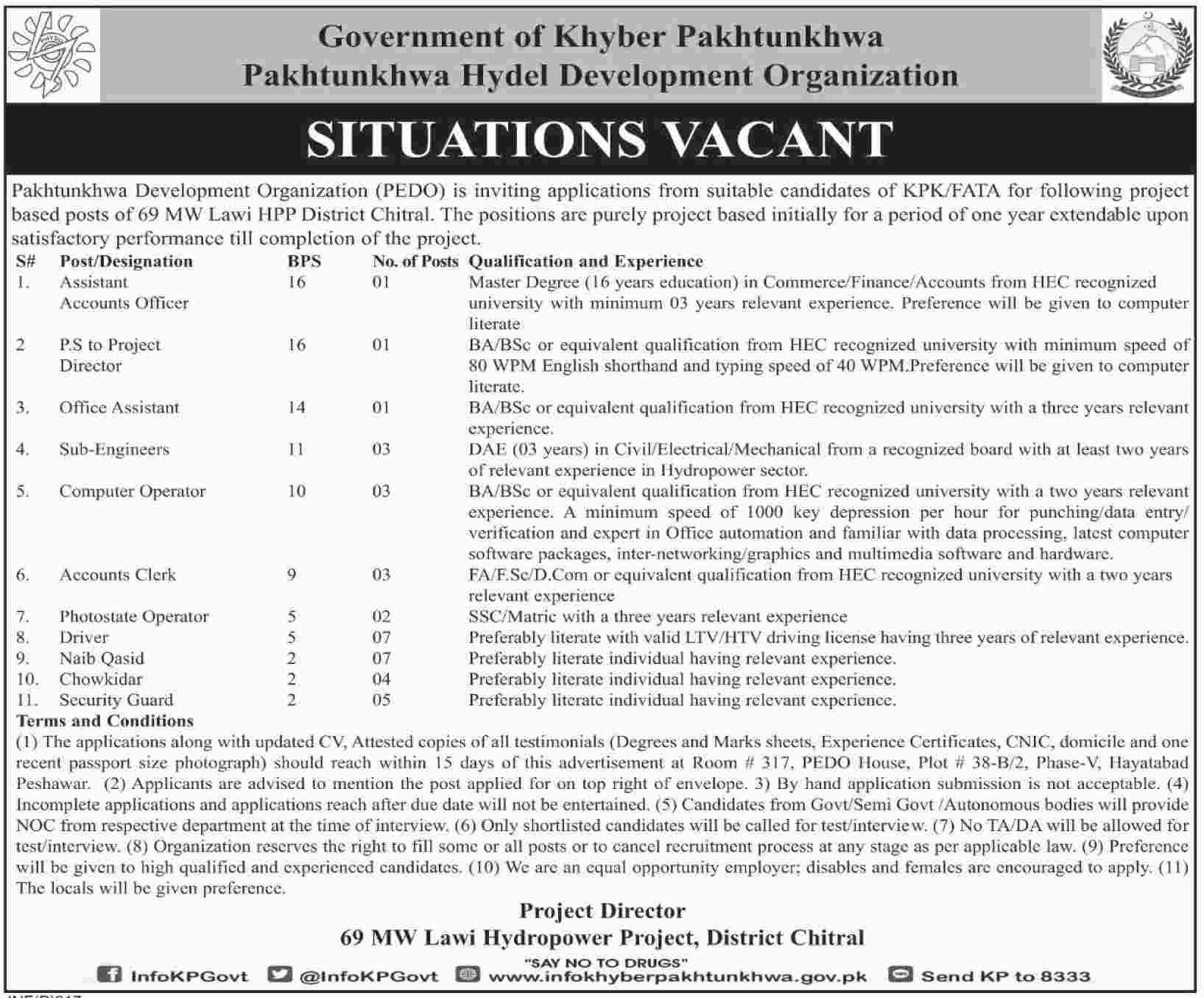 Jobs In Pakhtunkhwa Development Organization 12 Jan 2018