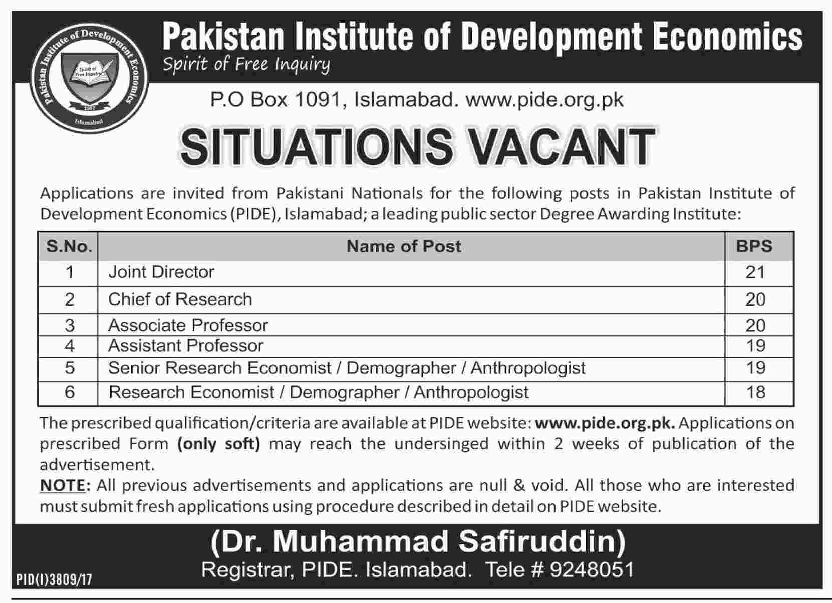 Jobs In Pakistan Institute Of Development Economics 18 Jan 2018
