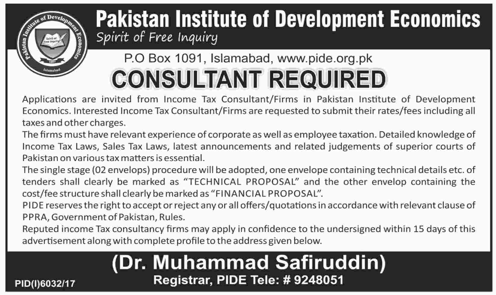 Jobs in Pakistan Institute of Development Economics 30 April 2018