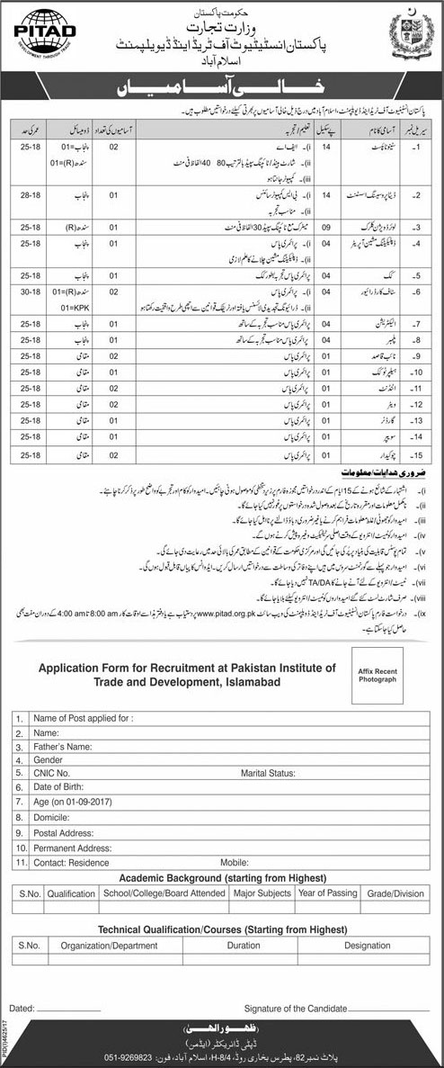 Jobs In Pakistan Institute Of Trade And Development 26 Feb 2018