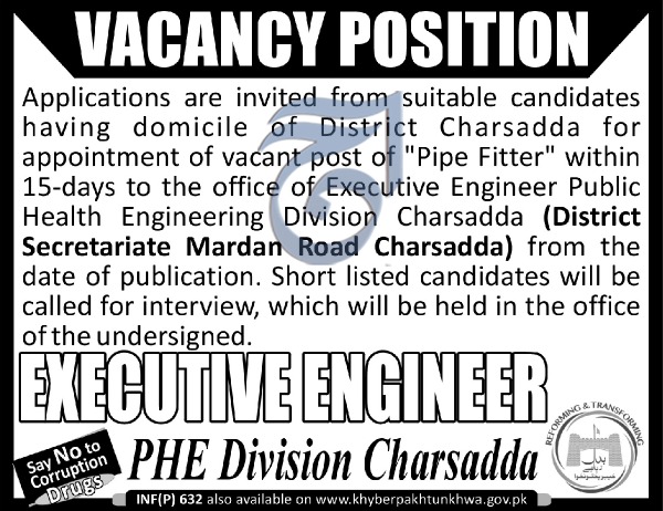 Jobs In PHE Division Charsadda 06 Feb 2018
