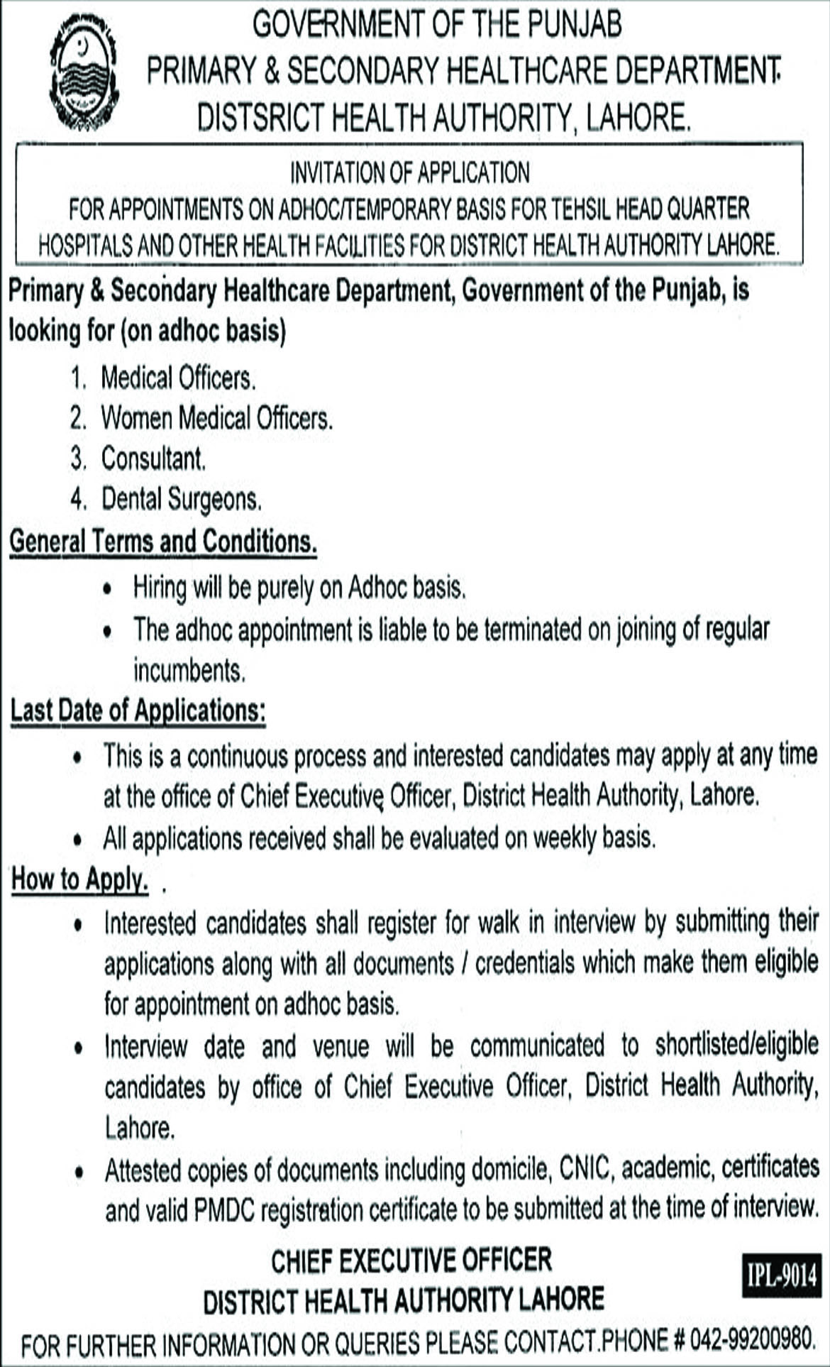Jobs In Primary And Secondary Healthcare Department 06 Sep 2018