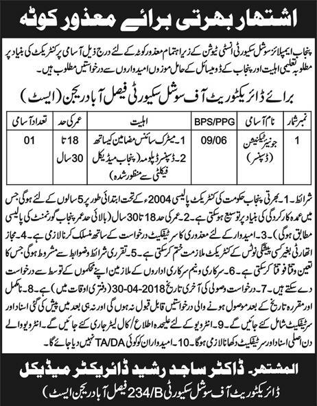 Jobs In Punjab Employees Social Security Institute 05 Apr 2018