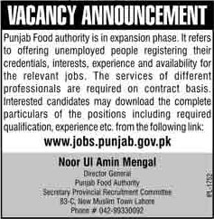 Jobs in Punjab Food Authority in Lahore 09 Feb 2018