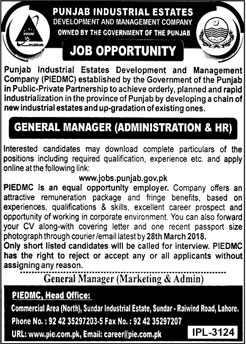 Jobs in Punjab Industrial Estate in Lahore 13 March 2018