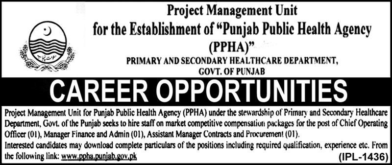 Jobs In Punjab Public Health Agency 02 Feb 2018