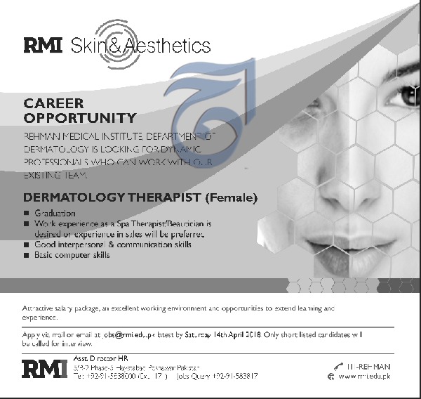 Jobs in RMI Skin and Aesthetics 08 April 2018