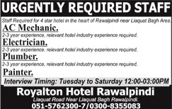 Jobs in Royalton Hotel Rawalpindi 27 March 2018