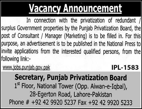 Jobs In Secretary Punjab Privatization Board 06 Feb 2018